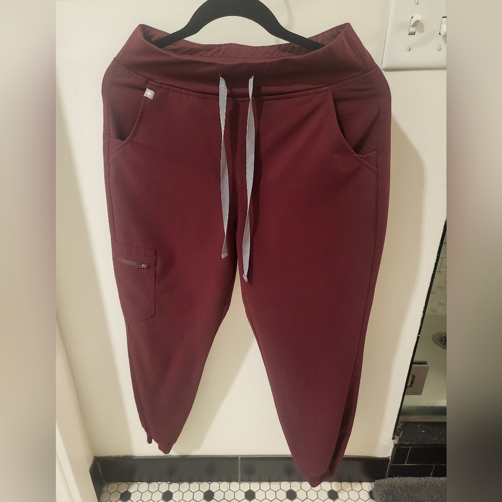 Figs High Waisted Burgundy Zamora Joggers